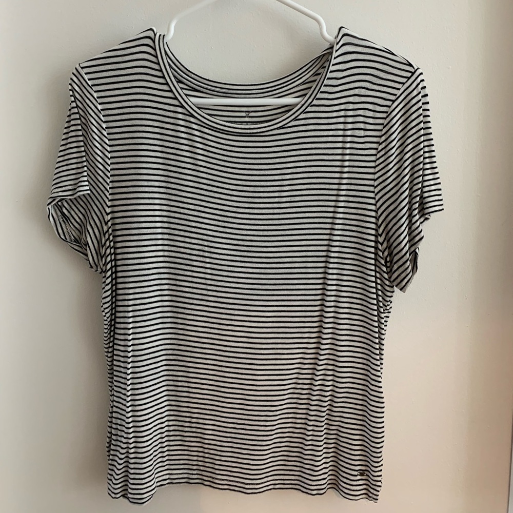 American Eagle Black/White Striped Tee